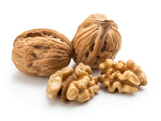 Wall Mural - walnuts, very realist and professional setting, isolated on a white background