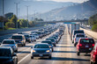 © serperm73 - Cars in traffic jam, highway at rush hour.