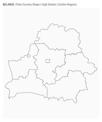 Naklejka na meble Belarus plain country map. High Details. Outline Regions style. Shape of Belarus. Vector illustration.