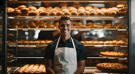 Wall Mural - Baker in the bakery.