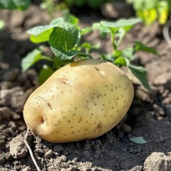 Wall Mural - a potato on a soft background, very realist, professional and good lighting