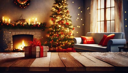 Poster - christmas tree with fireplace