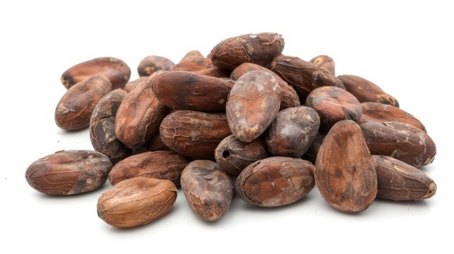 realistic cocoa beans isolated on a white background