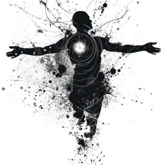 illustration in black ink of a human with reiki powers on a white background
