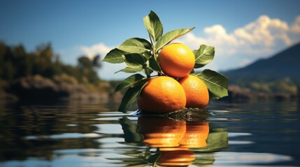 Wall Mural - oranges in the water