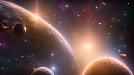 Wall Mural - vast space with planets and stars generative ai