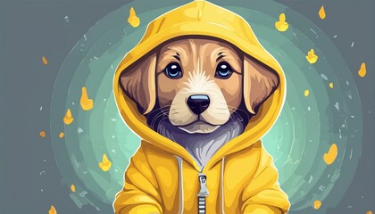 Canvas Print - Puppy wearing a yellow hoodie