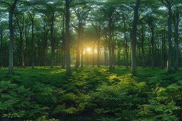 Poster - sun rays in the forest