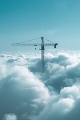 Wall Mural - construction crane on the blue clouds