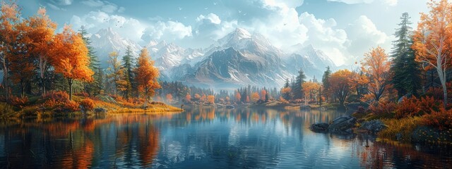 Wall Mural - A breathtaking scene capturing nature's beauty, with majestic landscapes, vibrant flora, and serene atmosphere.