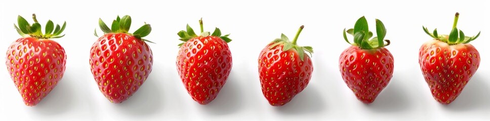 Wall Mural - strawberries isolated on white background set