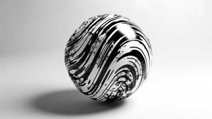 Wall Mural - a captivating 3d rendering showcases an abstract black and white piece of art featuring a surreal 3d