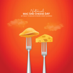 national mac and cheese day. national mac and cheese day creative ads design, July 14, vector, 3d illustration