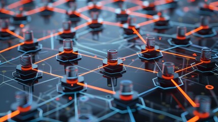 Wall Mural - cybersecurity network: interconnected nodes for strong data protection.
