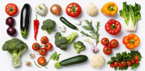 Wall Mural - vegetables set isolated on white background