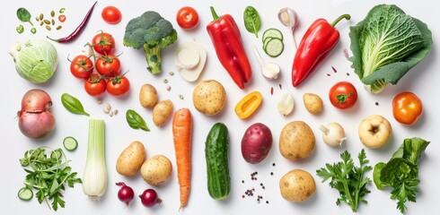 Wall Mural - vegetables set isolated on white background