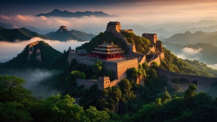 Wall Mural - Chinese town in the mountains wallpaper