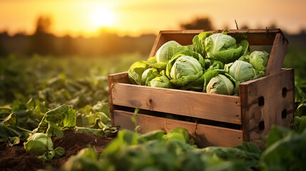 Wall Mural - Cabbage in a wooden trough