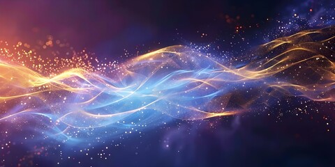 Wall Mural - swirling golden cosmic particles in abstract space background for astronomy illustrations. concept c