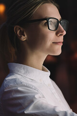 Wall Mural - digital monitor with public transport subway map. female standing at big display with advanced innov