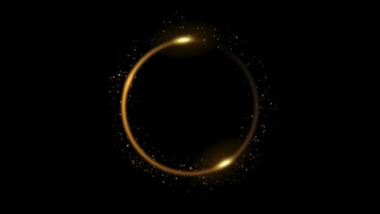 Wall Mural - neon light trail circle on black background. endless circular pattern.glitter magic spell effect. li