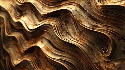 Wall Mural - 3d wavy gold abstract background