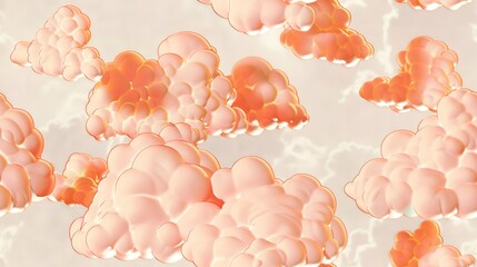 Sticker -   A sky filled with pink clouds, surrounded by white cloud and blue background