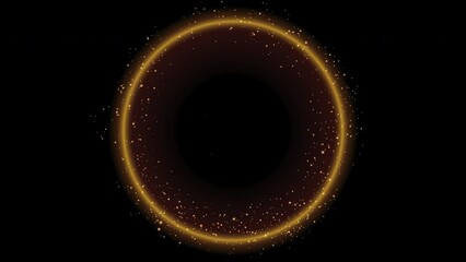 Wall Mural - neon light trail circle on black background. endless circular pattern.glitter magic spell effect. li