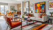 © Victoria Andrievska - Art Home. Modern living room Interior with furniture and paintings