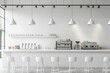 © Serhii - White Cafe Interior. Modern Bar and Counter Design in Contemporary Eatery Setting