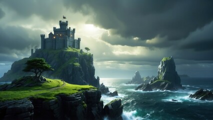 Wallpaper game art  castle on the coast