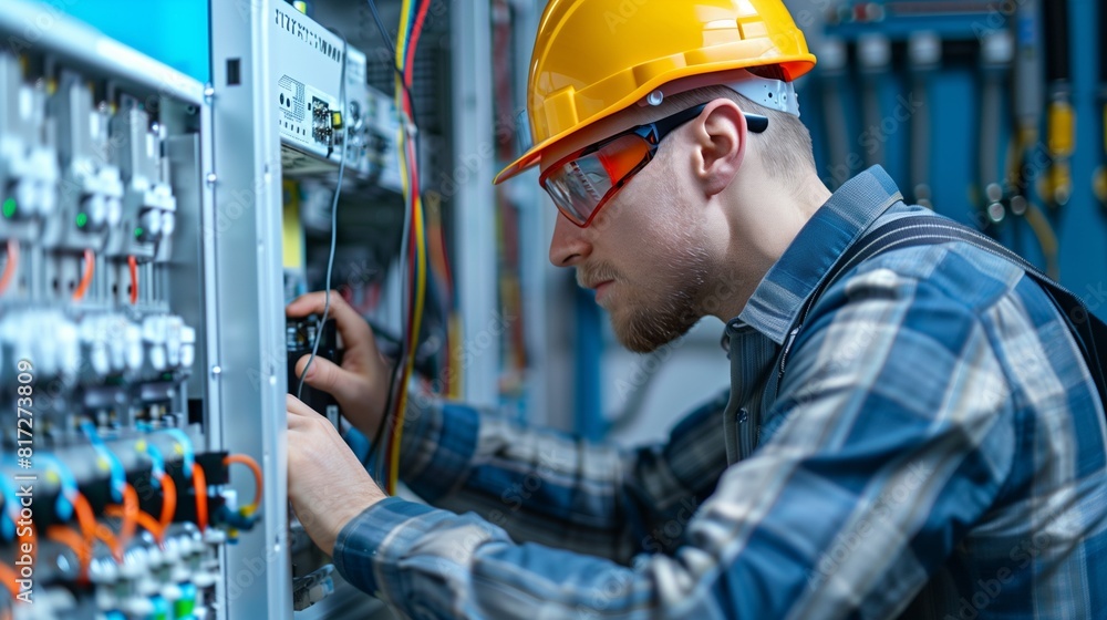 Wire Operator Industrial electricians installing and wiring control systems for a new ...