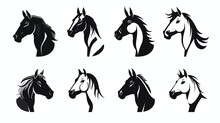 Set Of Horse Head Graphic Logo Templates Vector Ill