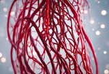 Fototapeta  - Close-up of many red veins 3d, arteries with blood