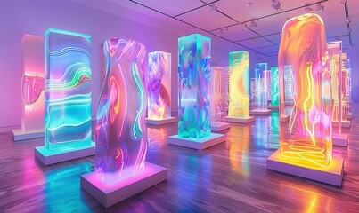 Wall Mural - Neon Art Installation in Contemporary Gallery