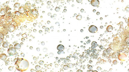 Wall Mural - a close-up of water bubbles on a white and yellow background with a black and white photo in the bot