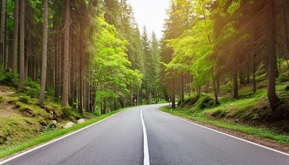 Wall Mural - asphalt road in forest