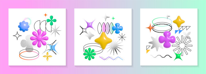 Wall Mural - vector graphic mixed media backgrounds with bold 3d objects,pixel shapes,linear elements.8bit abstra