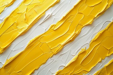 Wall Mural - Yellow and white paint on a white surface with a black background