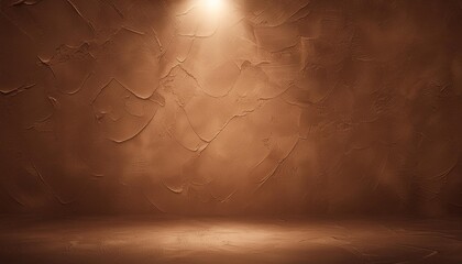 Wall Mural - brown venetian plaster wall background with spotlight
