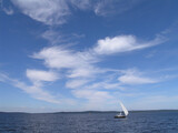 Fototapeta  - sailing boat on Lake Onega in summer