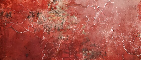 Wall Mural - vintage christmas color old burgundy red background texture with soft marbled pattern rust stains and peeling paint surface in grunge design