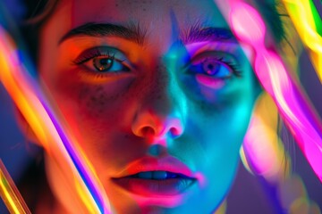Leinwandbilder - Vibrant multicolored light patterns with a smooth gradient transition for creative designs