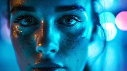 Poster - Soft abstract background with blue light effects and ethereal glowing patterns for backgrounds or designs