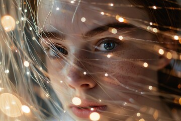 Poster - Soft glowing bokeh lights in warm golden tones offering a magical, festive or celebratory vibe