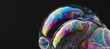 © SKIMP Art - Close up of two soap bubbles with colorful iridescent patterns against a black background Generative AI