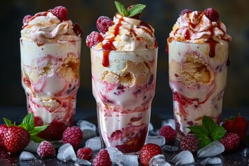 Sticker - gourmet ice cream floats, cool off with a unique cottage cheese ice cream float, fizzy soda, and fruit syrup- a refreshing and tasty treat for hot days