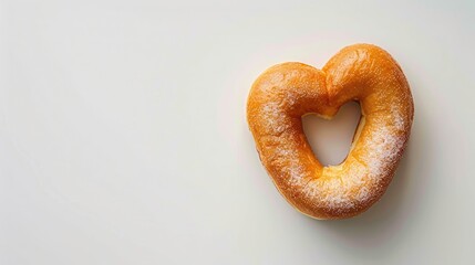 Canvas Print - A heart shaped hole donut set against a pristine white backdrop