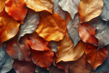 Canvas Print - The crinkled, wrinkled texture of dried leaves, whispering with every breeze. Concept of autumnal decay. Generative Ai.