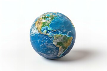 Wall Mural - Close up of a blue planet on white background